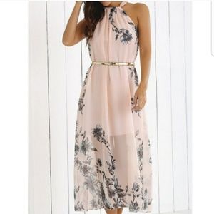 NWOT Blush Floral Halter Maxi {HP}